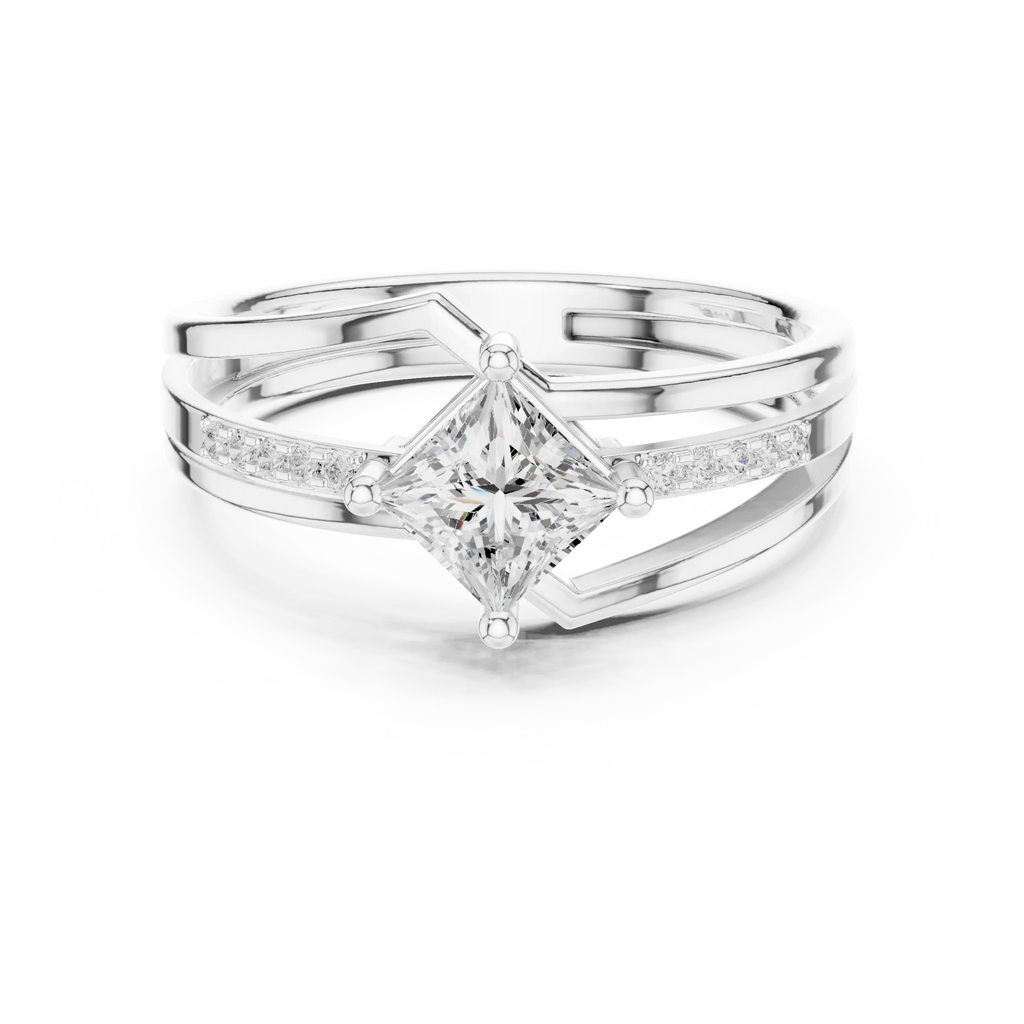 14K Rose Gold Princess-Cut Diamond Engagement Ring