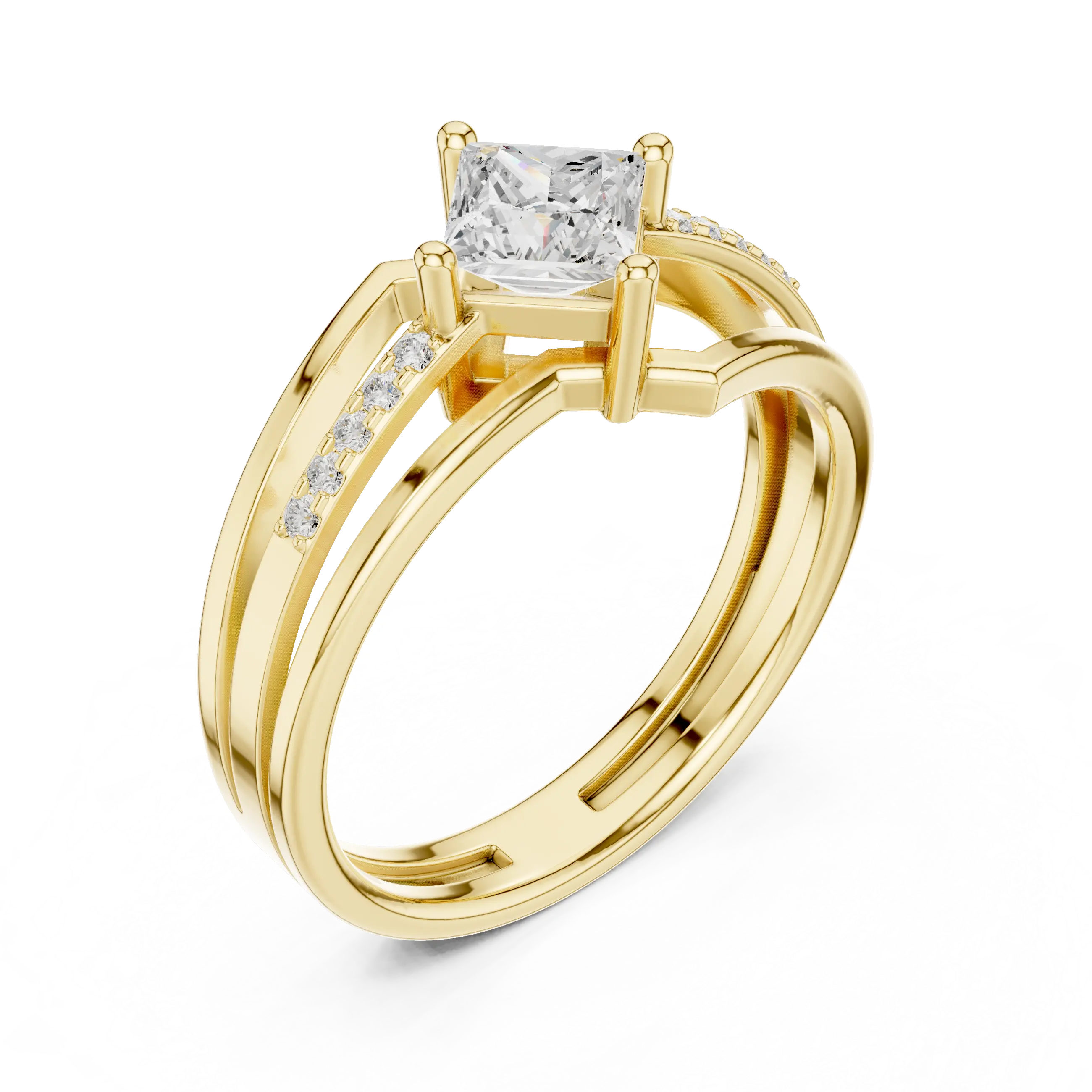 14K Rose Gold Princess-Cut Diamond Engagement Ring