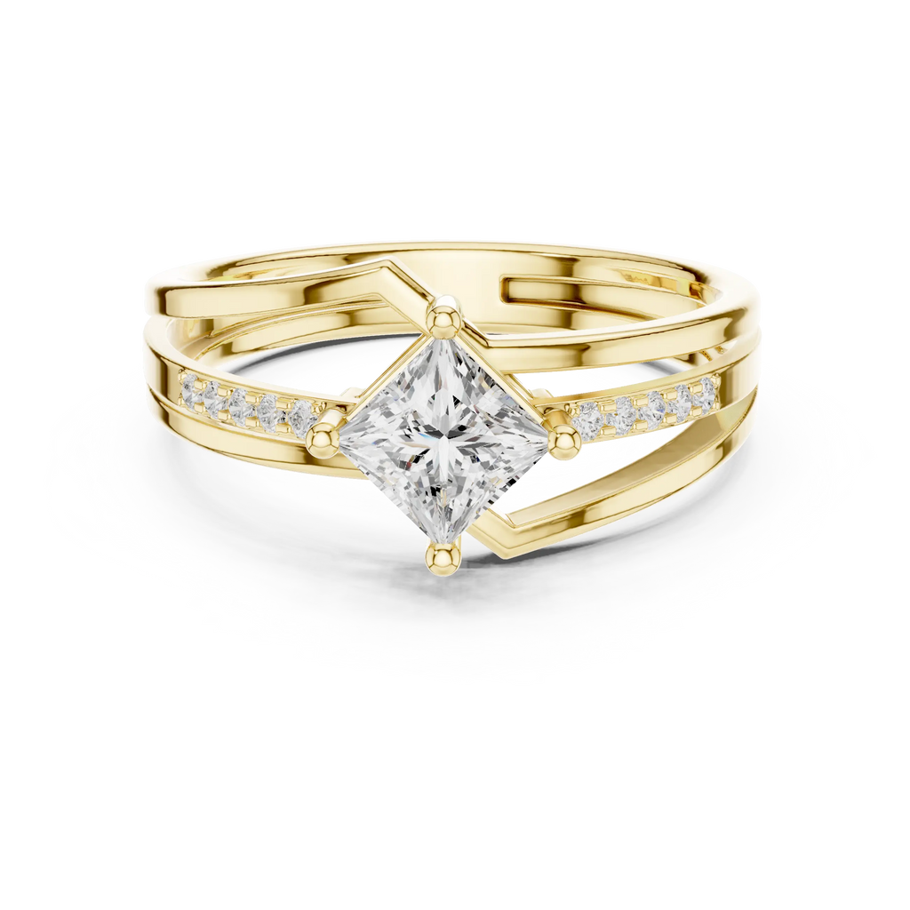 14K Rose Gold Princess-Cut Diamond Engagement Ring