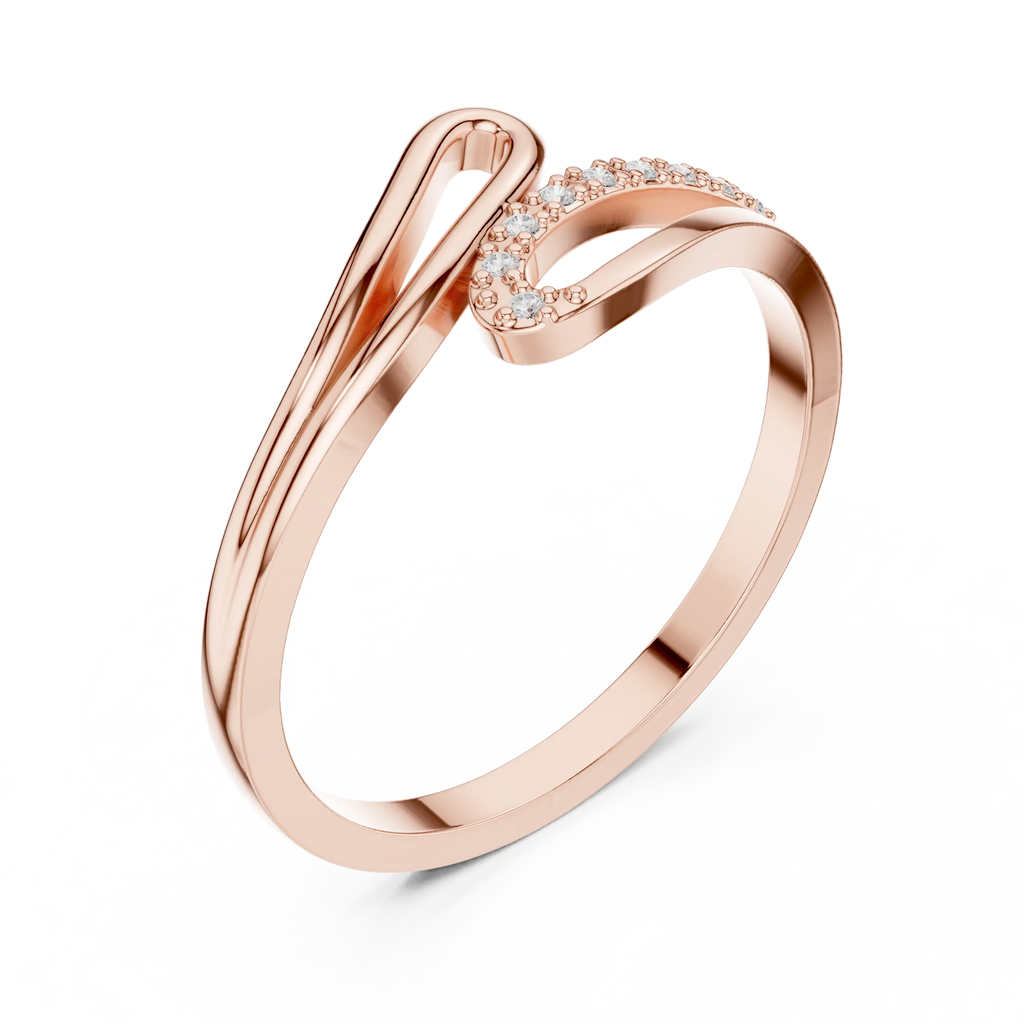 10K White Gold Minimalist Pavé Infinity Bypass Ring