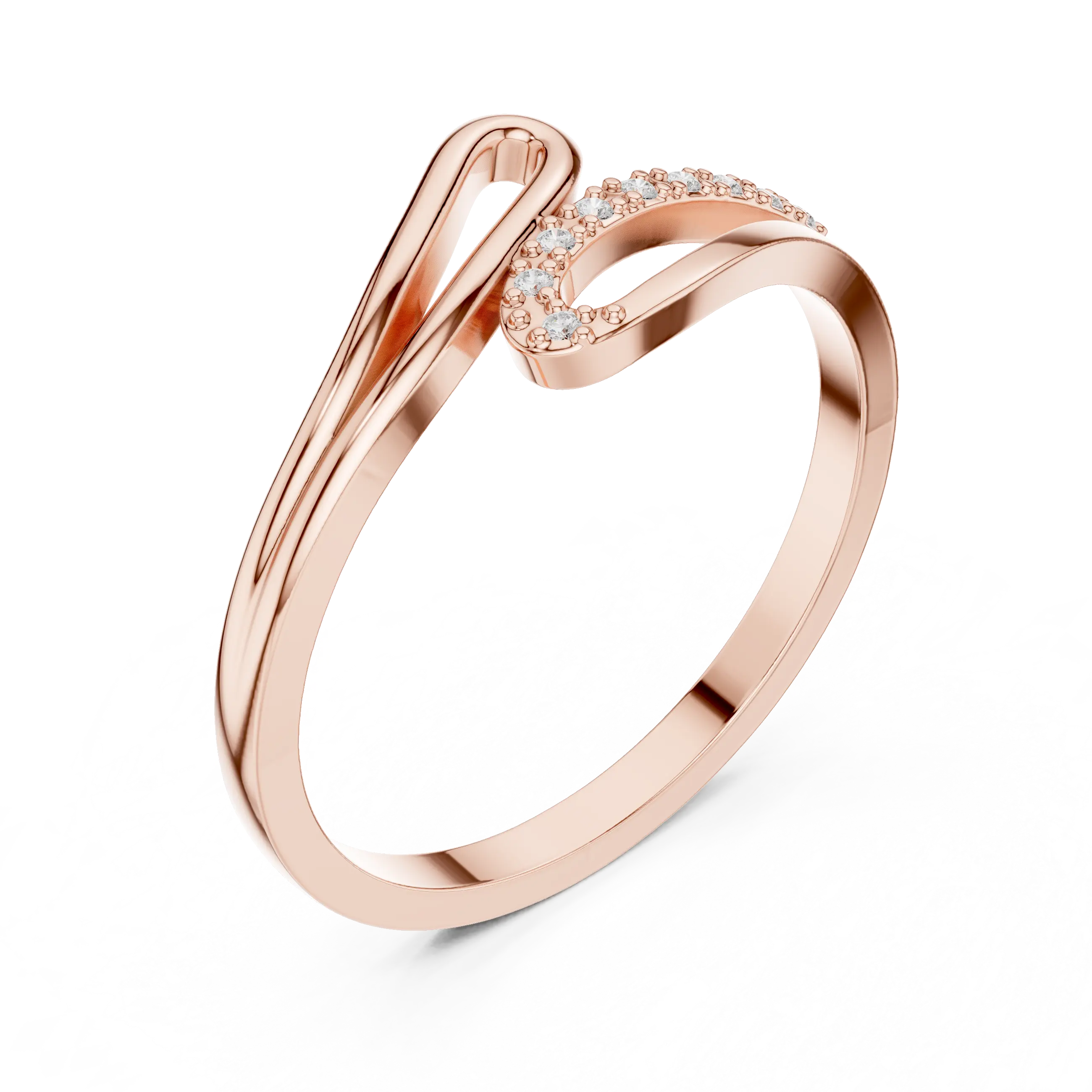 10K White Gold Minimalist Pavé Infinity Bypass Ring