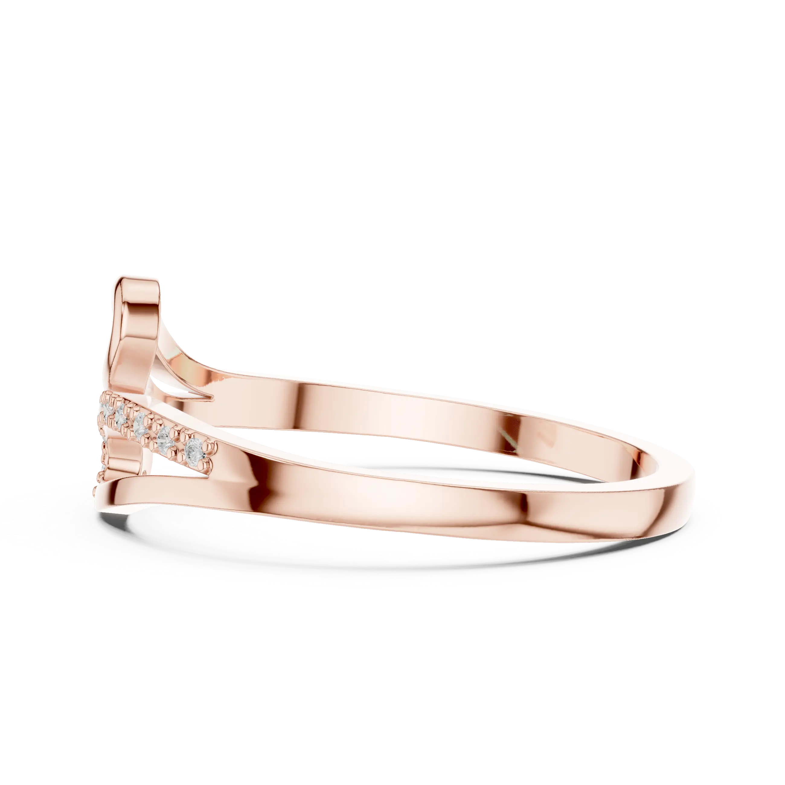 10K White Gold Minimalist Pavé Infinity Bypass Ring