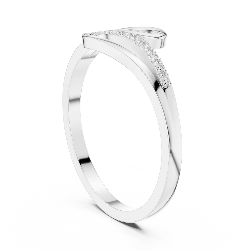 10K White Gold Minimalist Pavé Infinity Bypass Ring