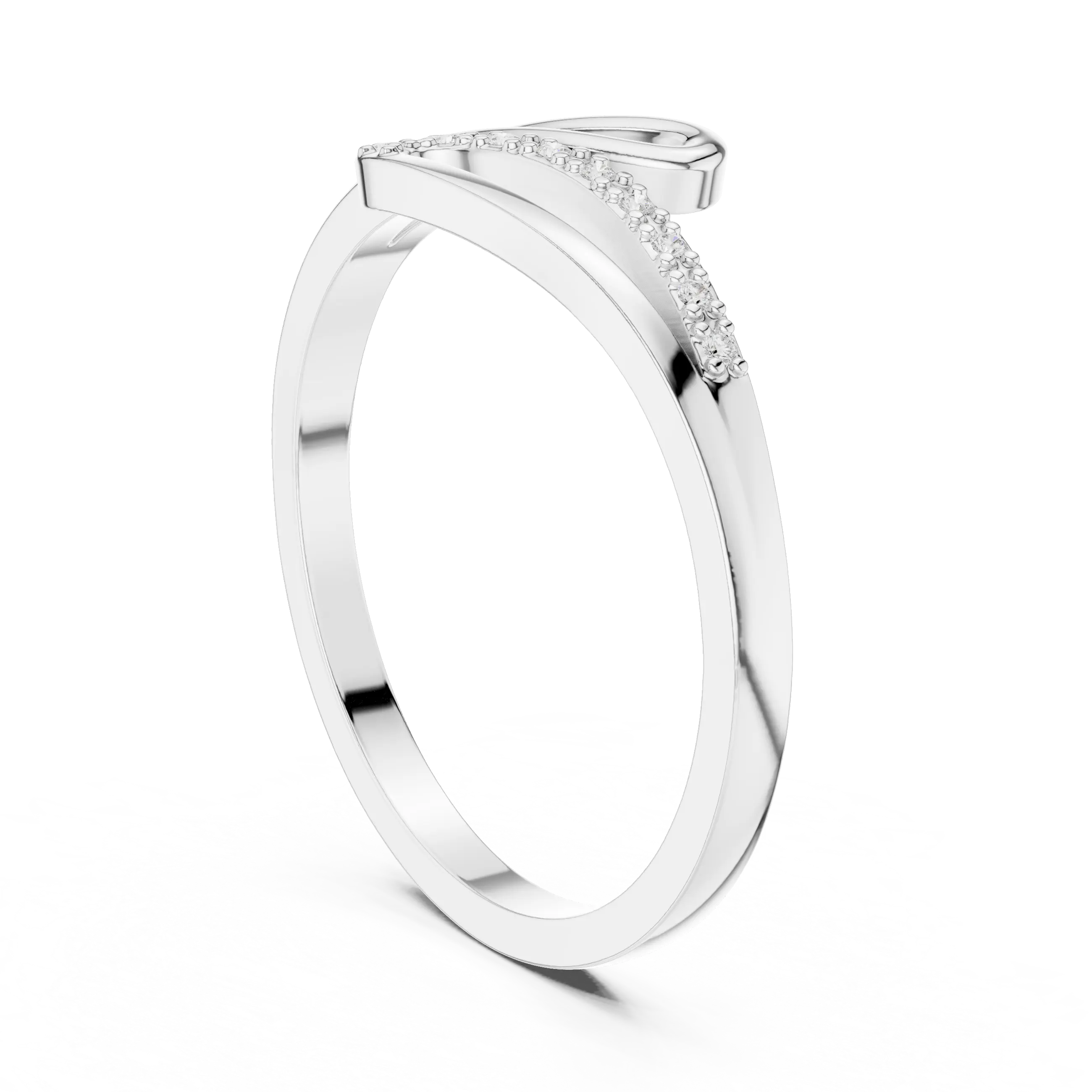 10K White Gold Minimalist Pavé Infinity Bypass Ring