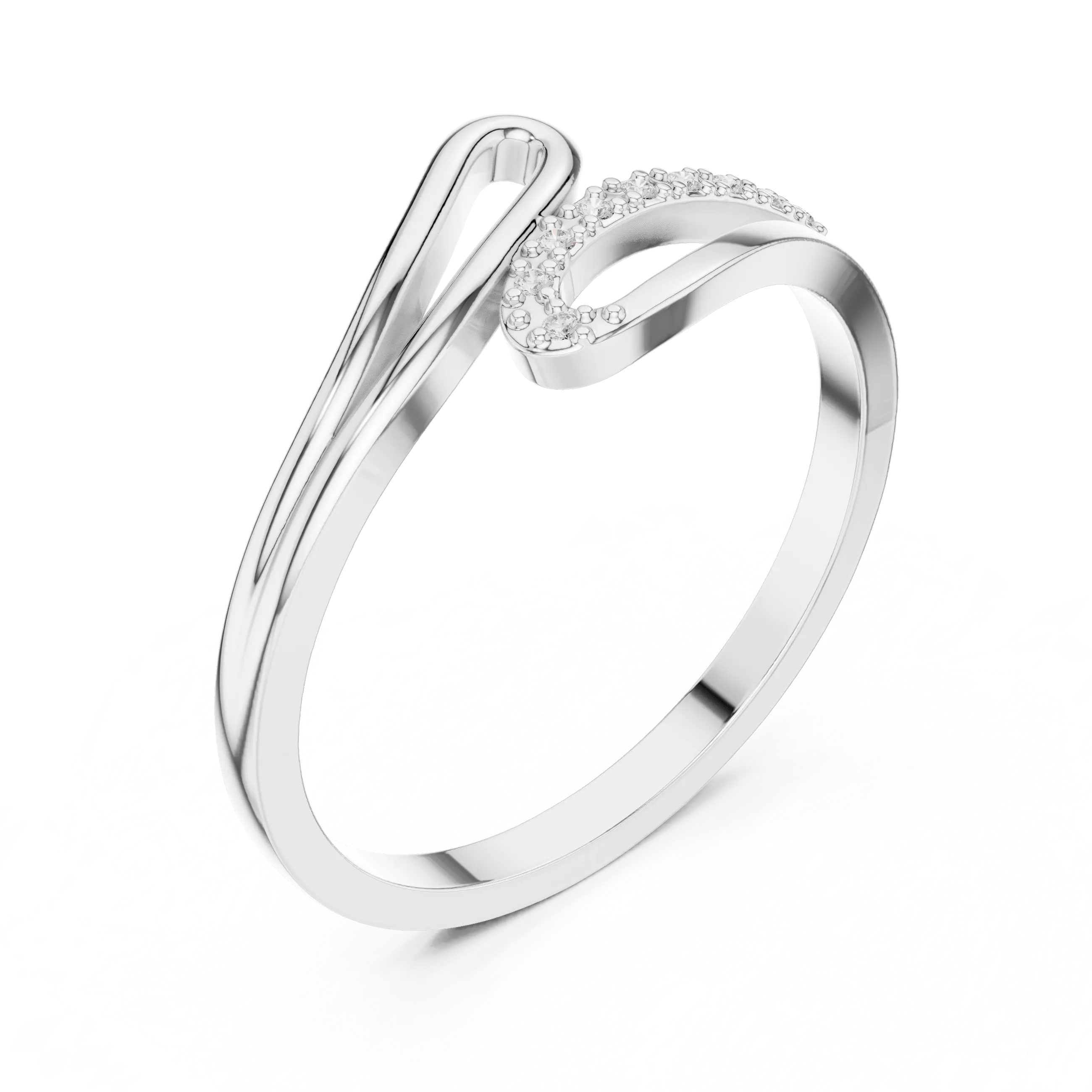 10K White Gold Minimalist Pavé Infinity Bypass Ring