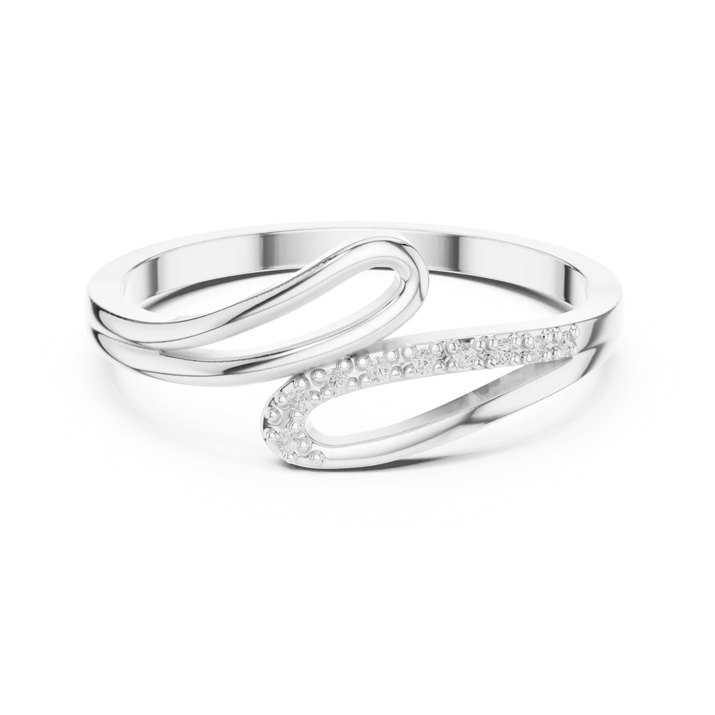 10K White Gold Minimalist Pavé Infinity Bypass Ring