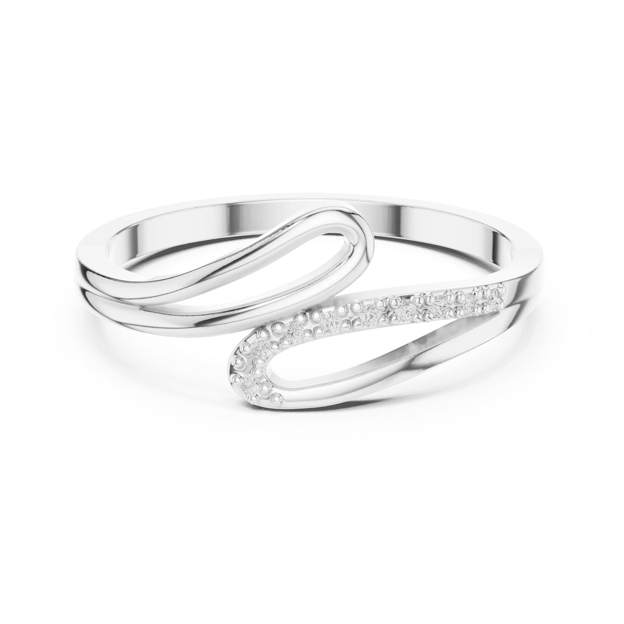 10K White Gold Minimalist Pavé Infinity Bypass Ring