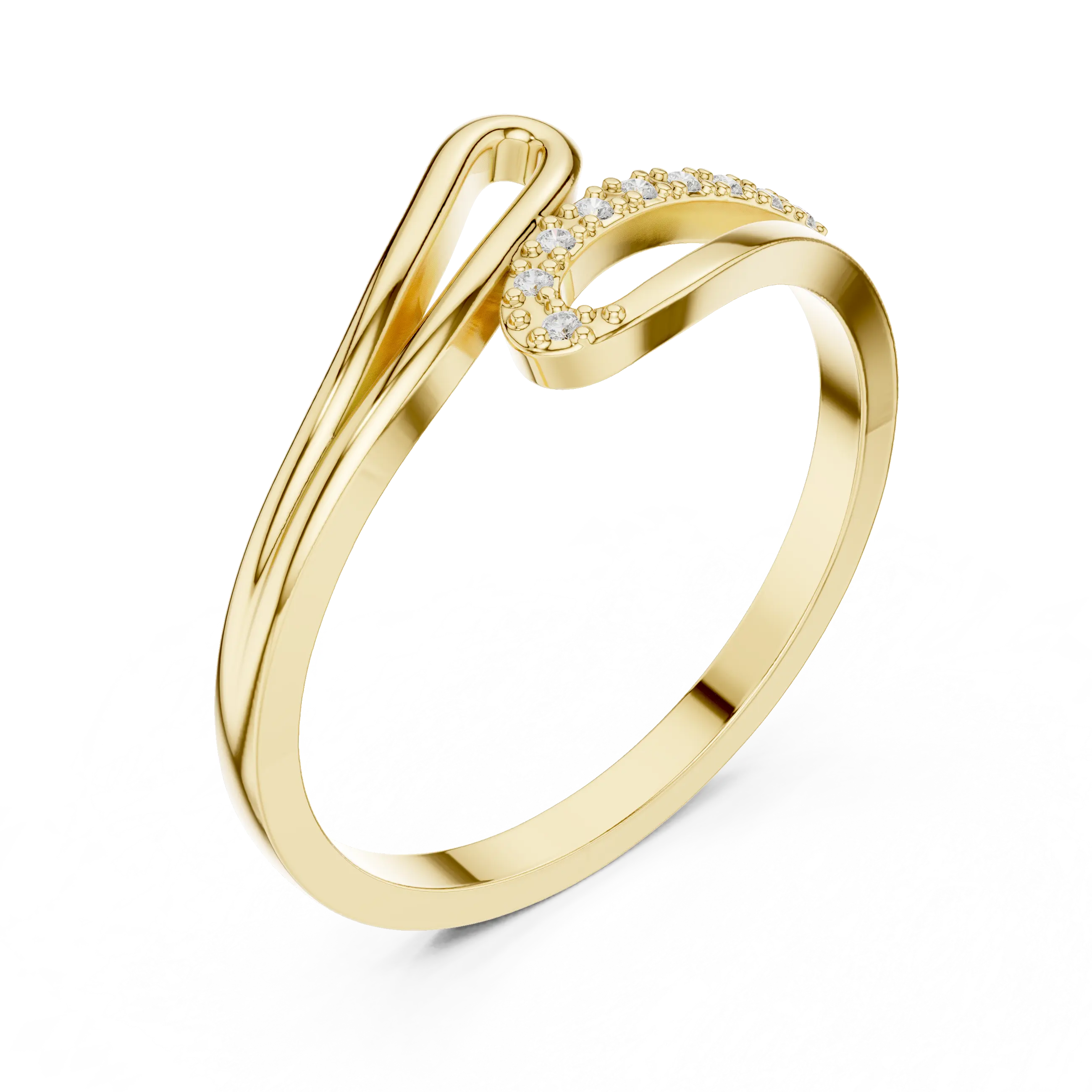 10K White Gold Minimalist Pavé Infinity Bypass Ring