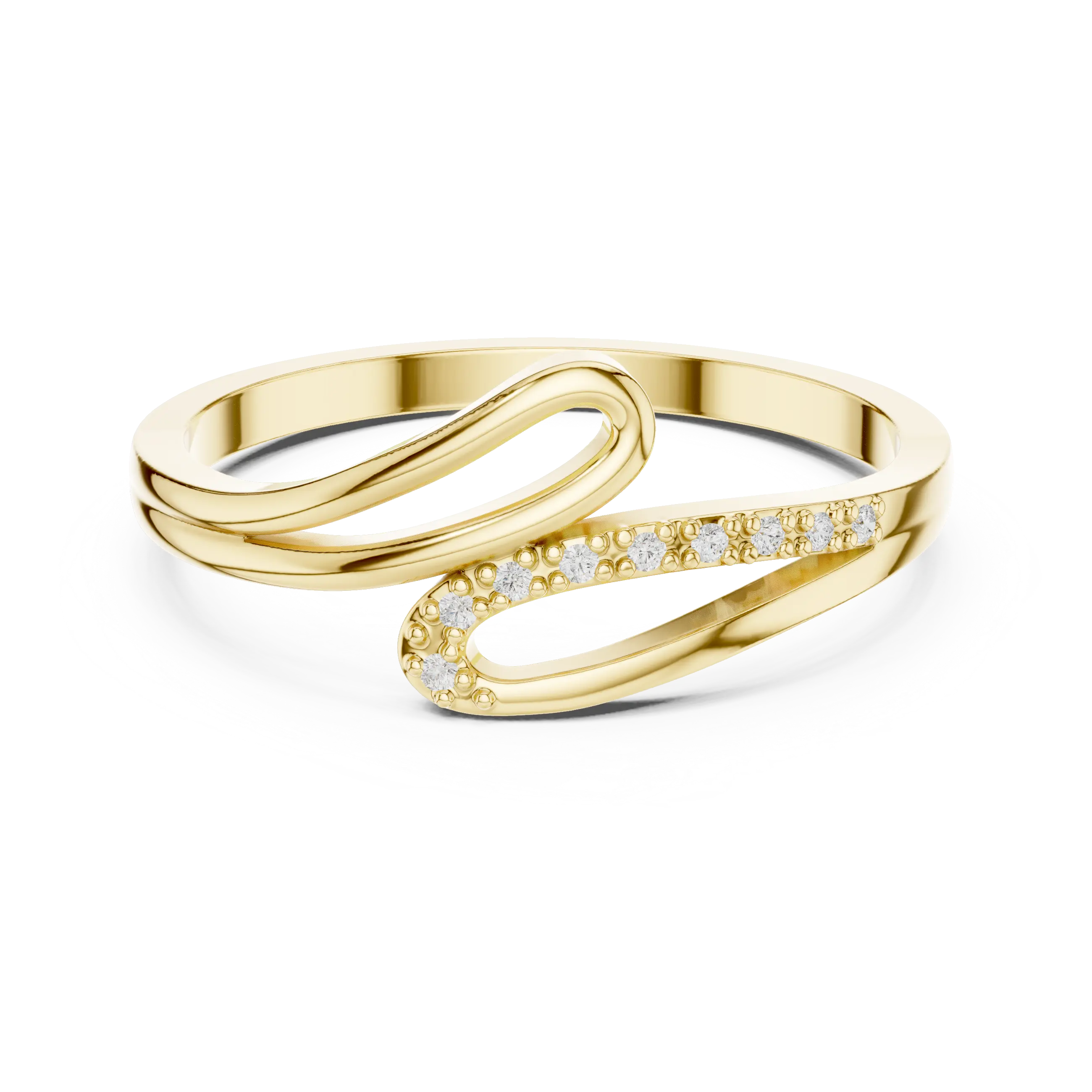 10K White Gold Minimalist Pavé Infinity Bypass Ring