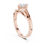 14K Rose Gold Princess-Cut Diamond Chevron Bypass Ring