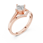 14K Rose Gold Princess-Cut Diamond Chevron Bypass Ring