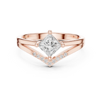 14K Rose Gold Princess-Cut Diamond Chevron Bypass Ring