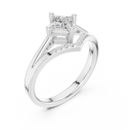 14K Rose Gold Princess-Cut Diamond Chevron Bypass Ring
