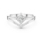14K Rose Gold Princess-Cut Diamond Chevron Bypass Ring
