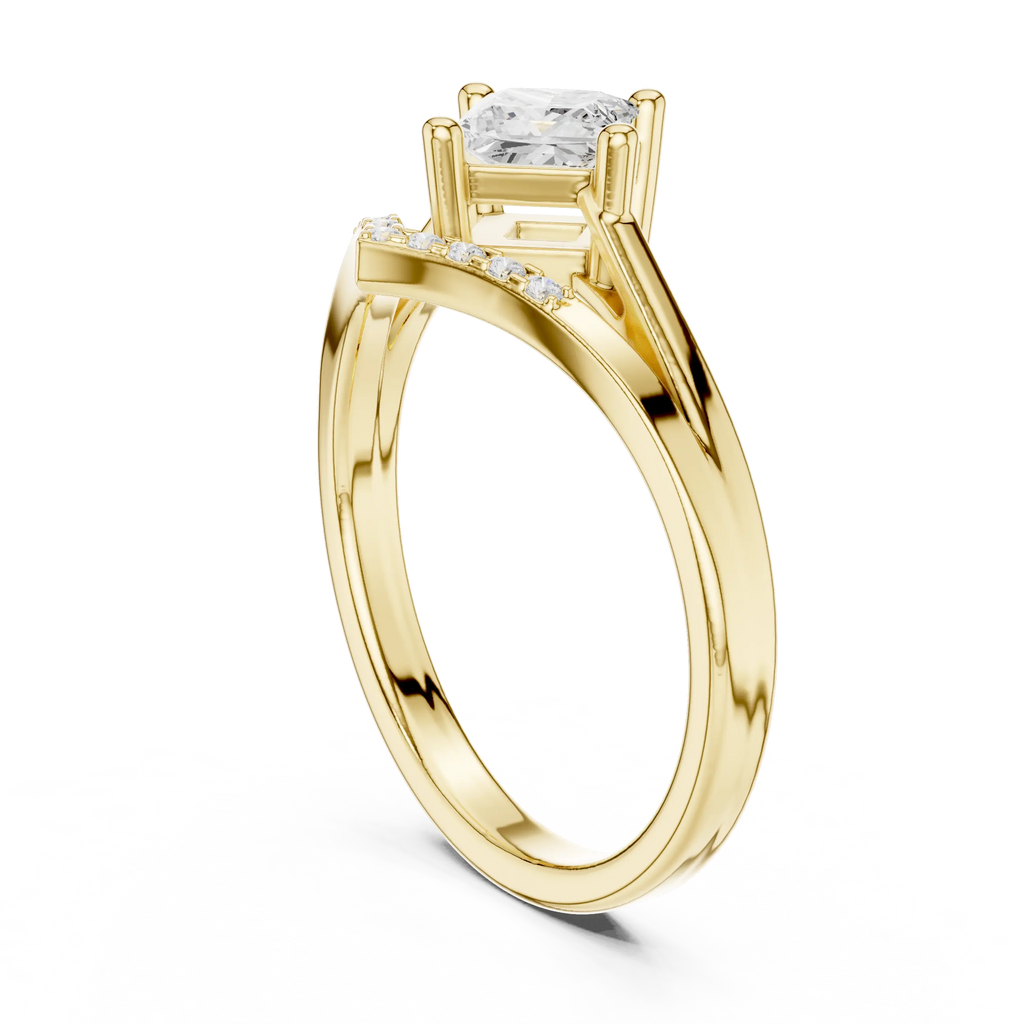 14K Rose Gold Princess-Cut Diamond Chevron Bypass Ring