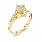 14K Rose Gold Princess-Cut Diamond Chevron Bypass Ring