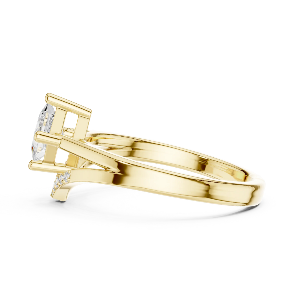 14K Rose Gold Princess-Cut Diamond Chevron Bypass Ring