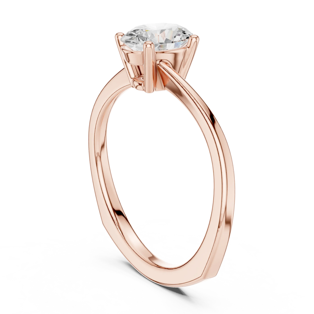 18K Yellow Gold Oval-Cut Diamond Classic High-Profile Solitaire Ring