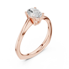 18K Yellow Gold Oval-Cut Diamond Classic High-Profile Solitaire Ring