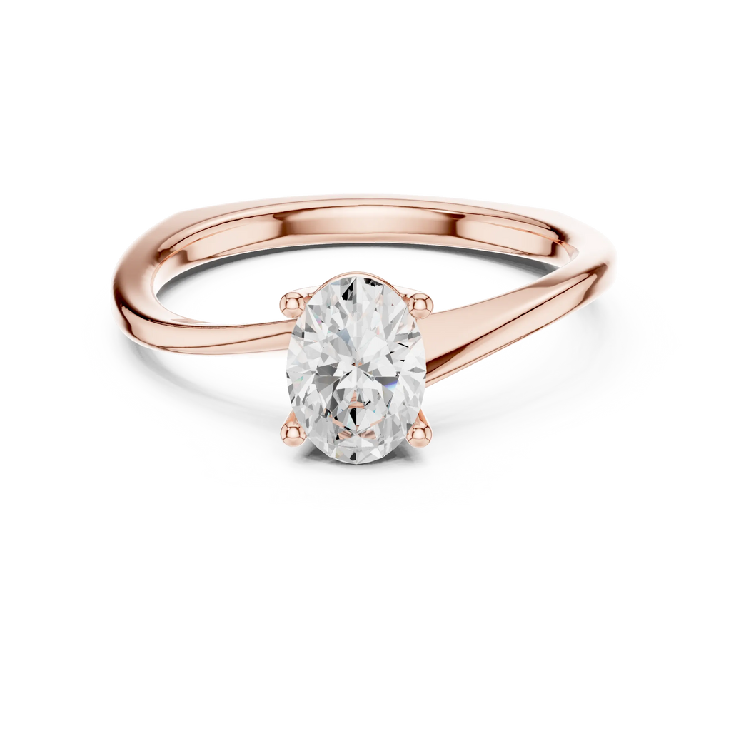 18K Yellow Gold Oval-Cut Diamond Classic High-Profile Solitaire Ring