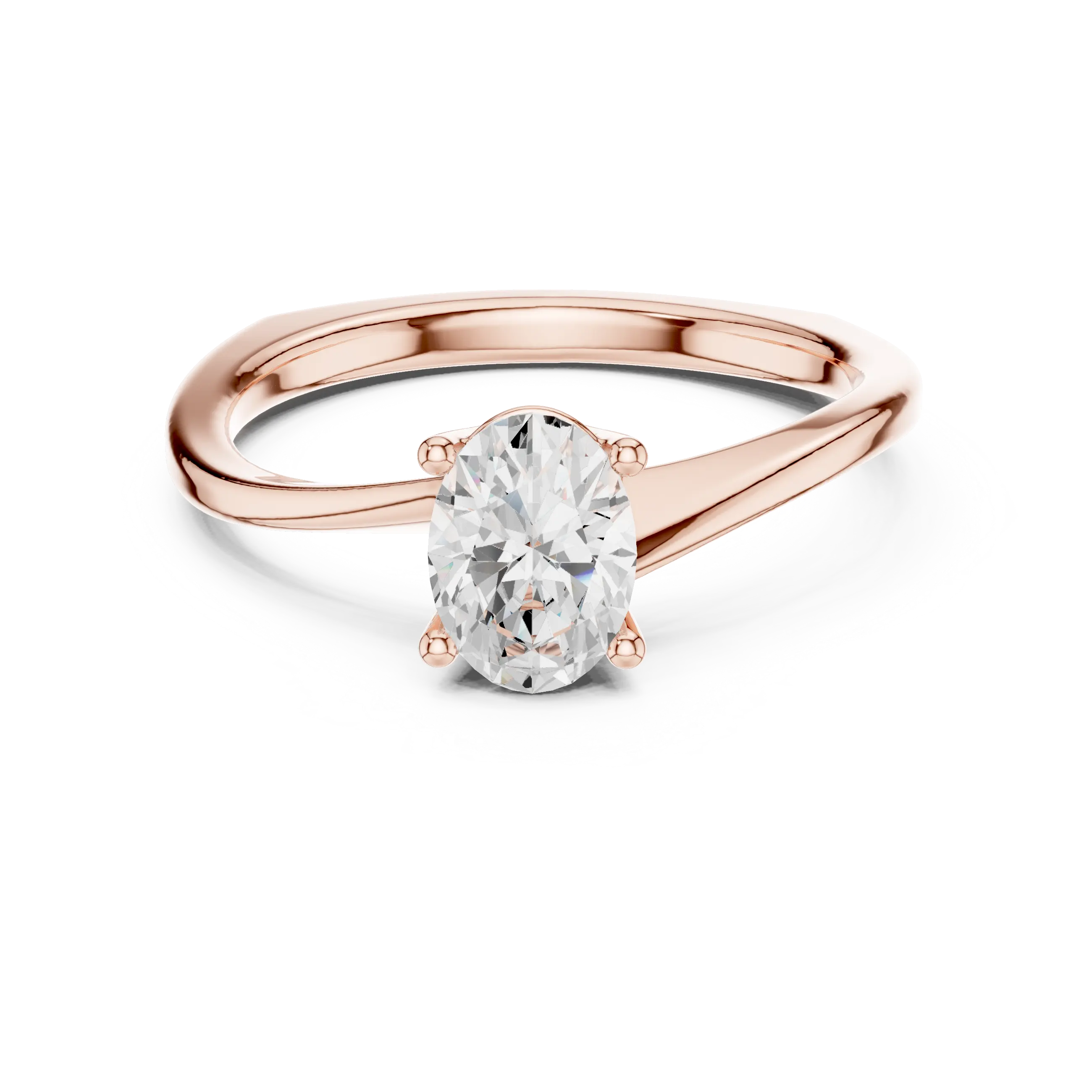 18K Yellow Gold Oval-Cut Diamond Classic High-Profile Solitaire Ring