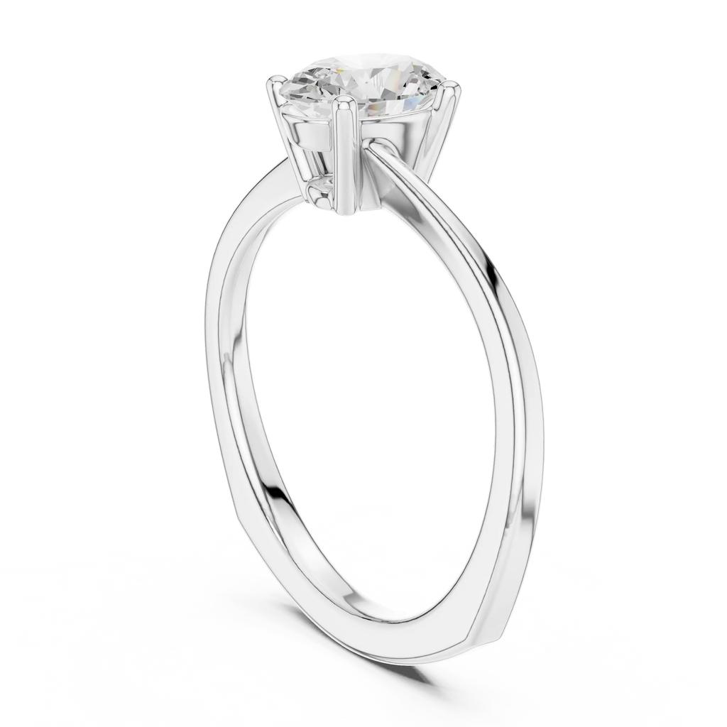 18K Yellow Gold Oval-Cut Diamond Classic High-Profile Solitaire Ring