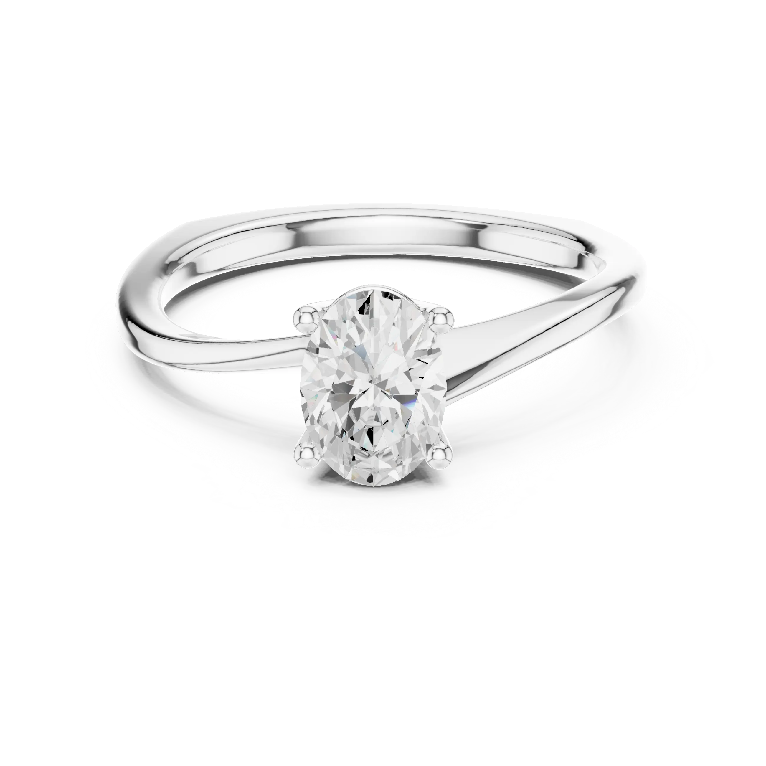18K Yellow Gold Oval-Cut Diamond Classic High-Profile Solitaire Ring