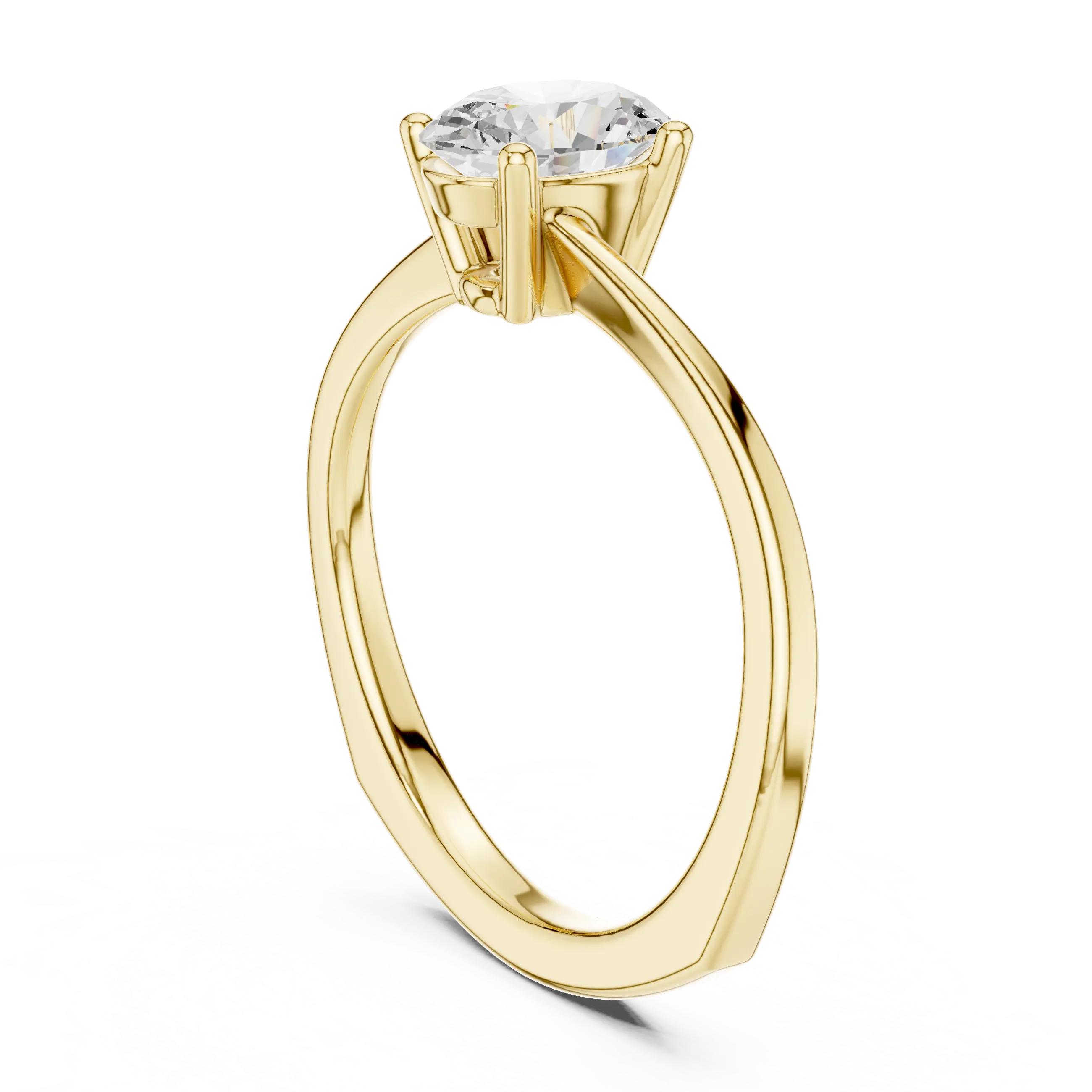 18K Yellow Gold Oval-Cut Diamond Classic High-Profile Solitaire Ring