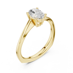 18K Yellow Gold Oval-Cut Diamond Classic High-Profile Solitaire Ring