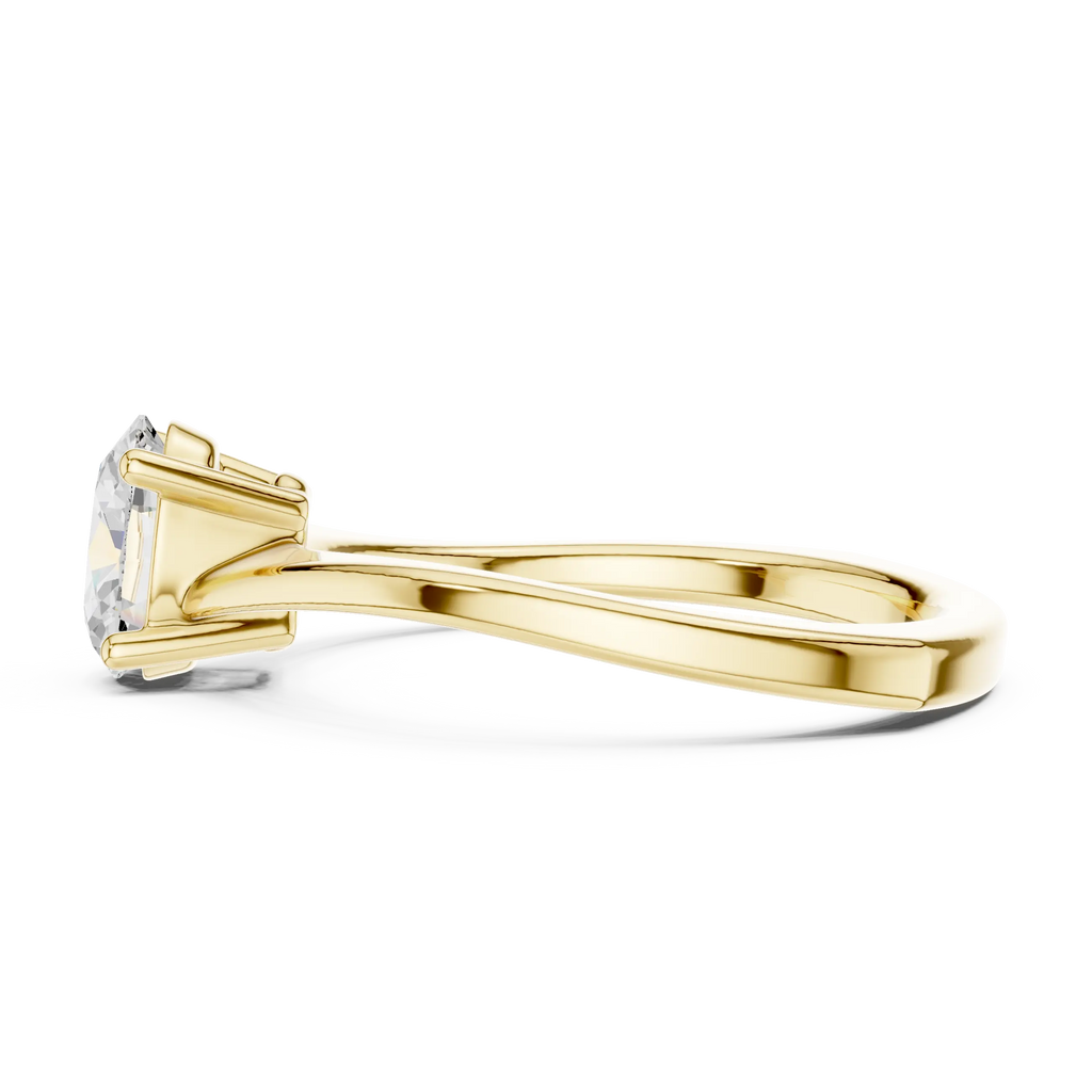 18K Yellow Gold Oval-Cut Diamond Classic High-Profile Solitaire Ring