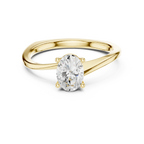 18K Yellow Gold Oval-Cut Diamond Classic High-Profile Solitaire Ring