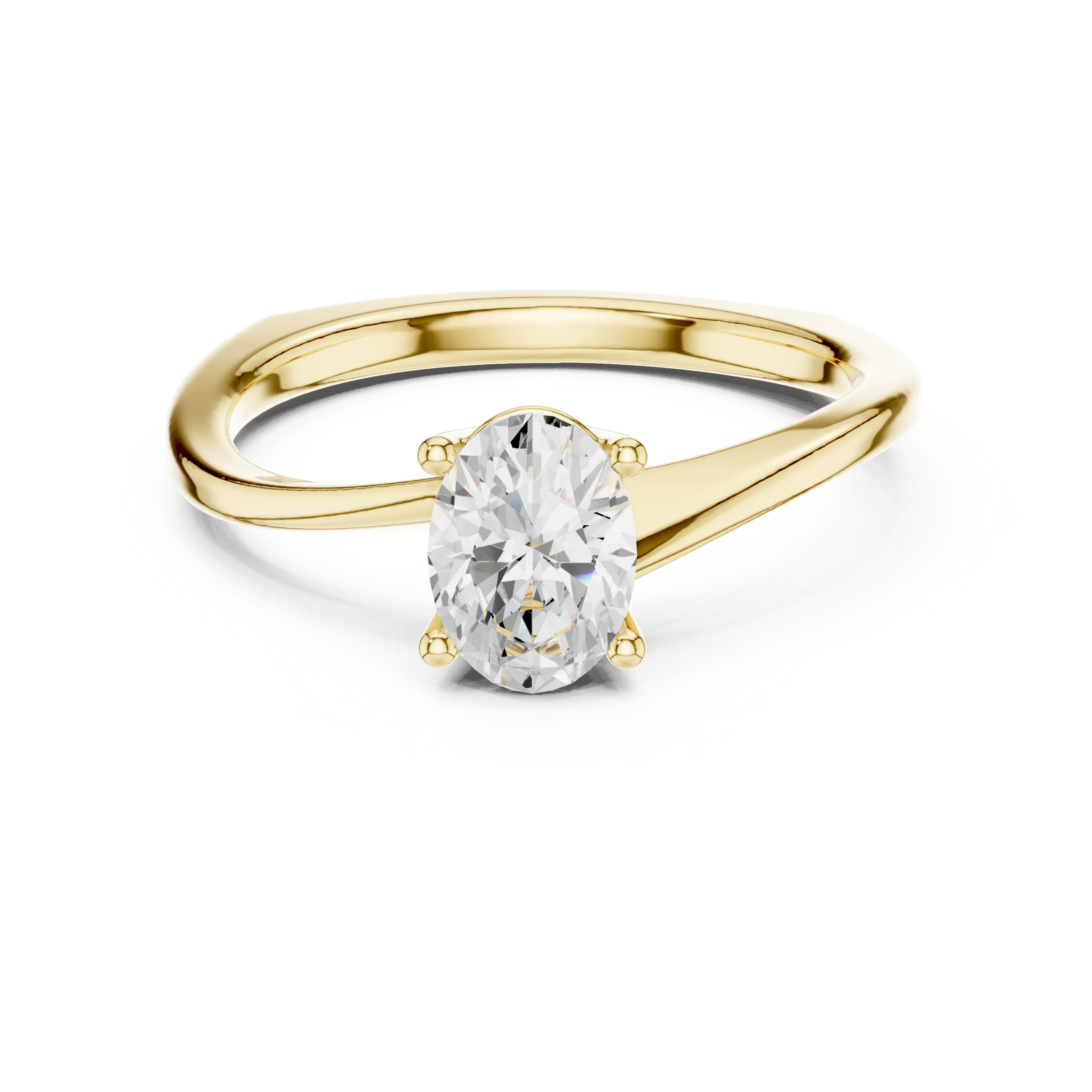 18K Yellow Gold Oval-Cut Diamond Classic High-Profile Solitaire Ring