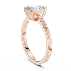 14K Rose Gold Radiant-Cut Diamond Modern  Solitaire Pavé Accent Ring