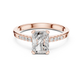 14K Rose Gold Radiant-Cut Diamond Modern  Solitaire Pavé Accent Ring