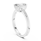 14K Rose Gold Radiant-Cut Diamond Modern  Solitaire Pavé Accent Ring