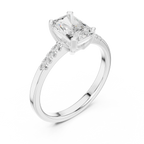 14K Rose Gold Radiant-Cut Diamond Modern  Solitaire Pavé Accent Ring