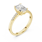14K Rose Gold Radiant-Cut Diamond Modern  Solitaire Pavé Accent Ring