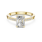 14K Rose Gold Radiant-Cut Diamond Modern  Solitaire Pavé Accent Ring