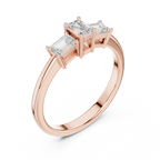 18K Yellow Gold Three-Stone Emerald-Cut Diamond Trinity Ring