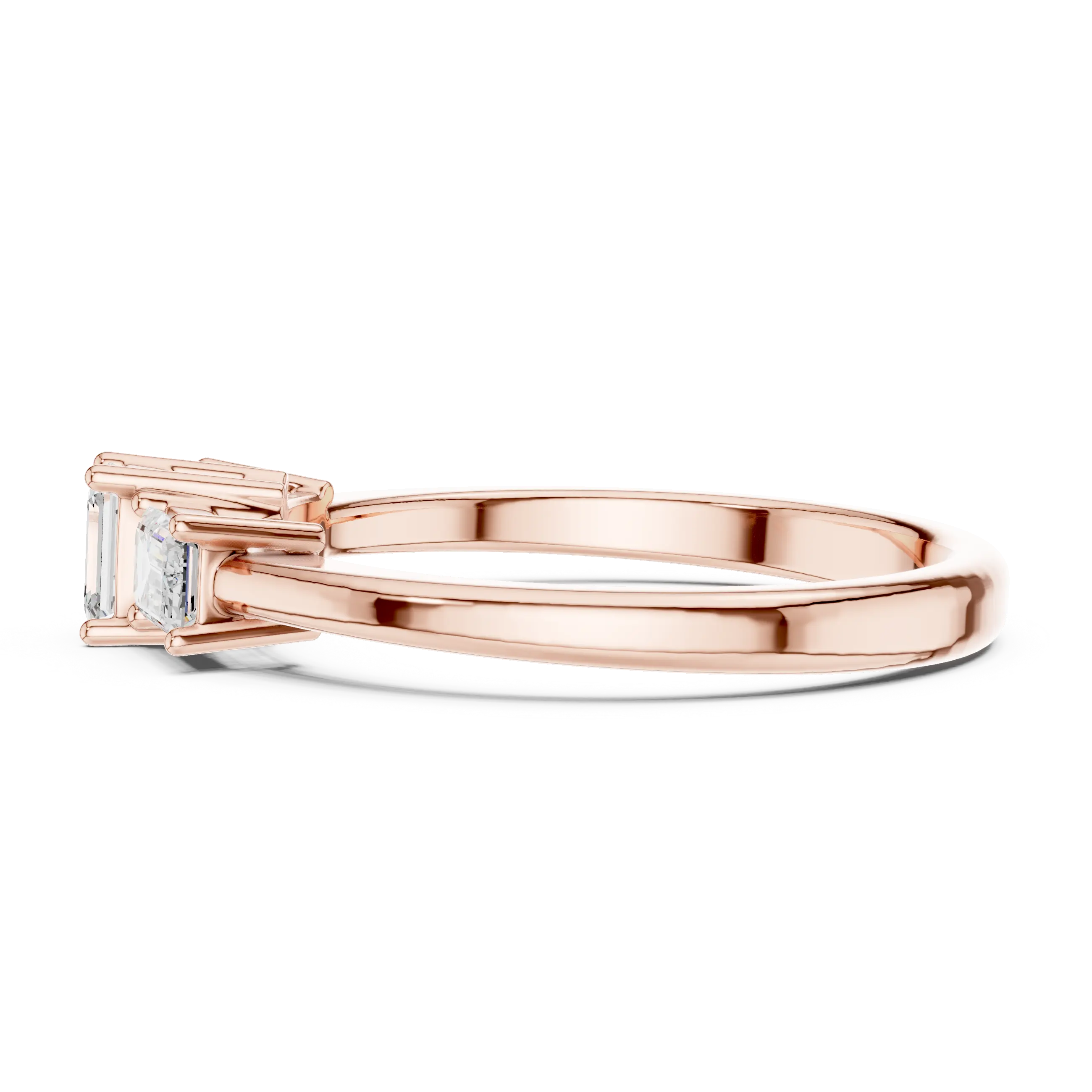 18K Yellow Gold Three-Stone Emerald-Cut Diamond Trinity Ring