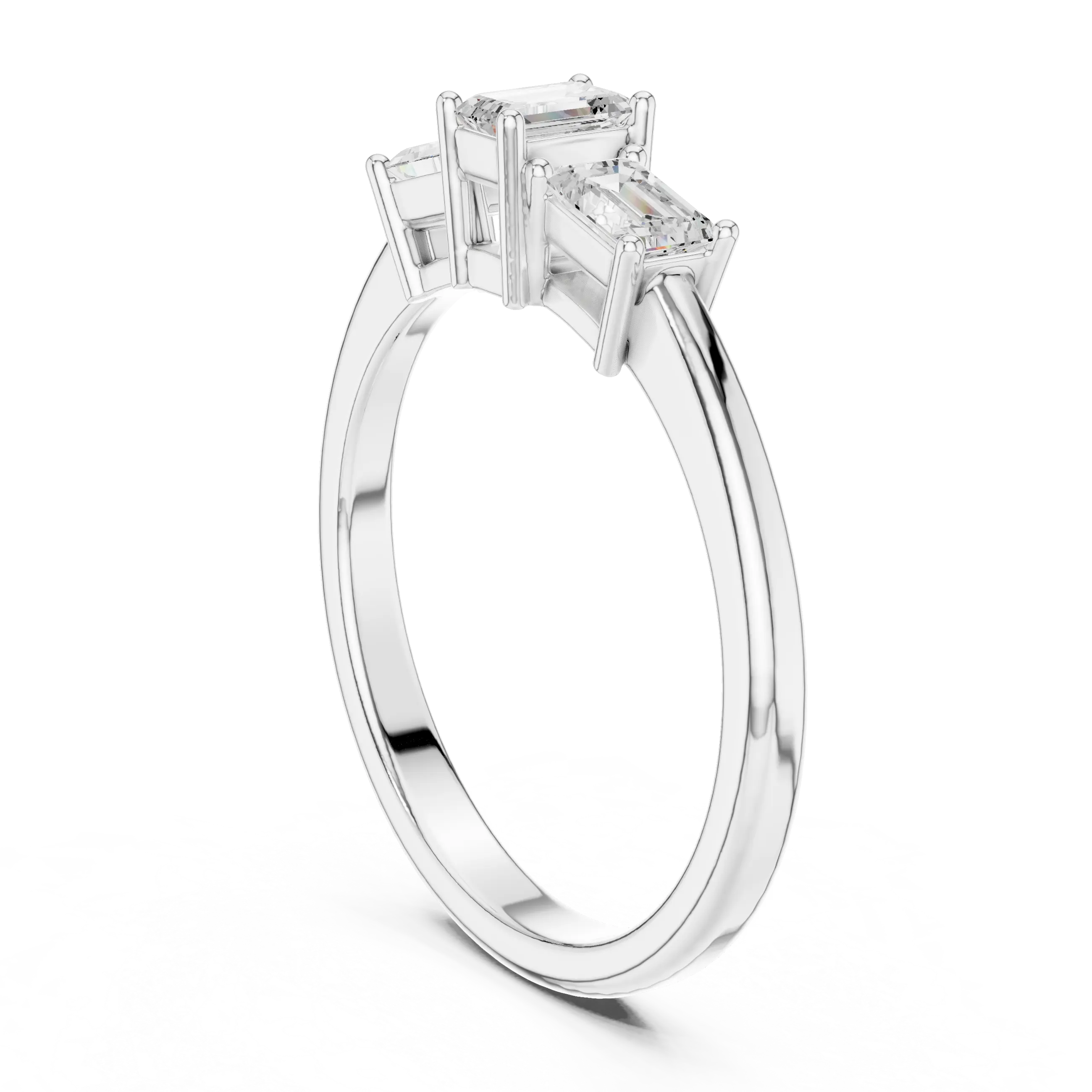 18K Yellow Gold Three-Stone Emerald-Cut Diamond Trinity Ring