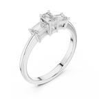 18K Yellow Gold Three-Stone Emerald-Cut Diamond Trinity Ring