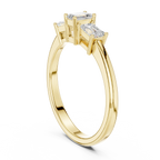 18K Yellow Gold Three-Stone Emerald-Cut Diamond Trinity Ring