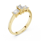 18K Yellow Gold Three-Stone Emerald-Cut Diamond Trinity Ring