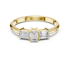 18K Yellow Gold Three-Stone Emerald-Cut Diamond Trinity Ring