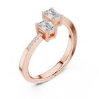 14K White Gold Toi et Moi Dual Emerald-Cut Lab Grown Diamond Ring