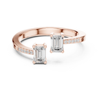 14K White Gold Toi et Moi Dual Emerald-Cut Lab Grown Diamond Ring