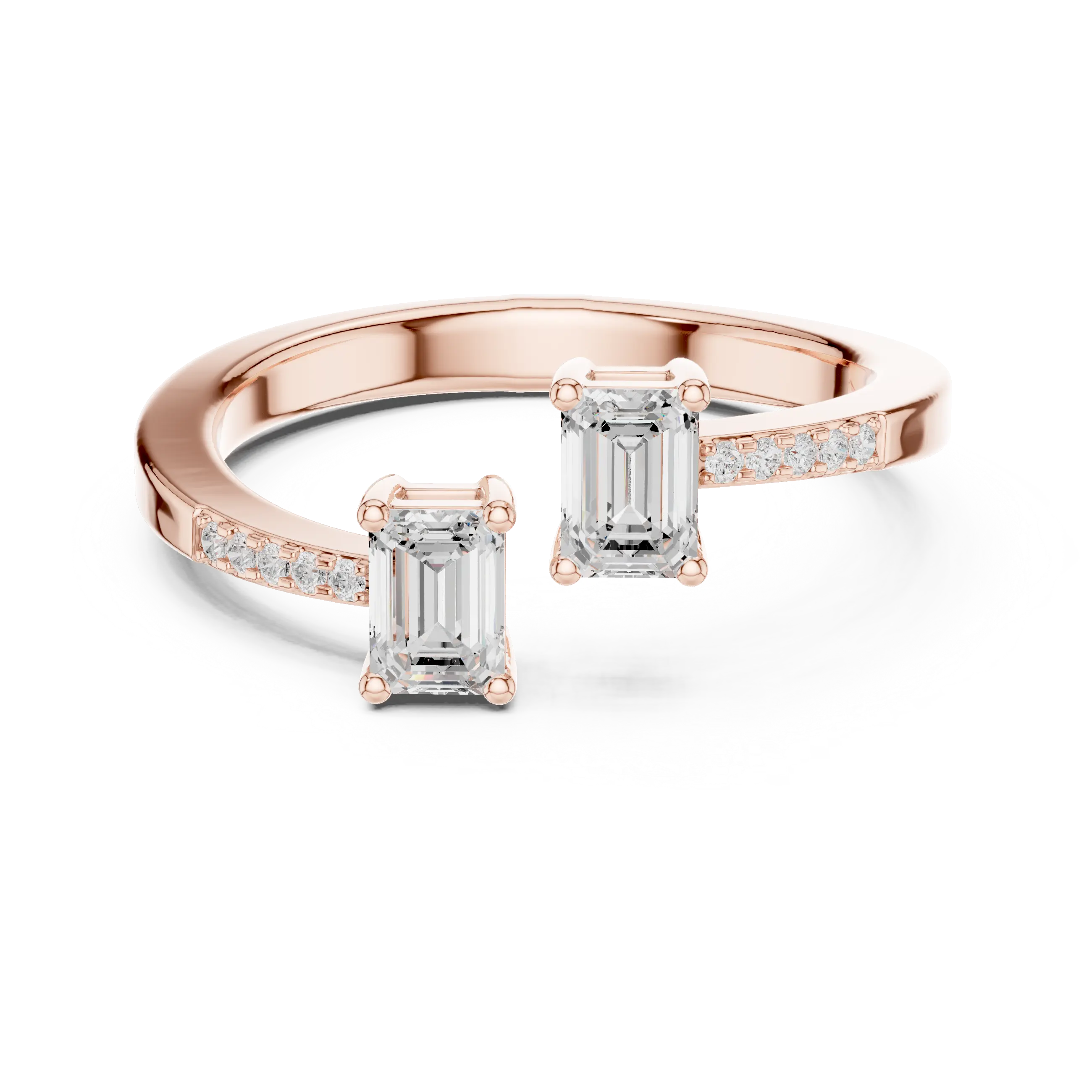 14K White Gold Toi et Moi Dual Emerald-Cut Lab Grown Diamond Ring