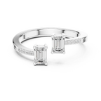 14K White Gold Toi et Moi Dual Emerald-Cut Lab Grown Diamond Ring