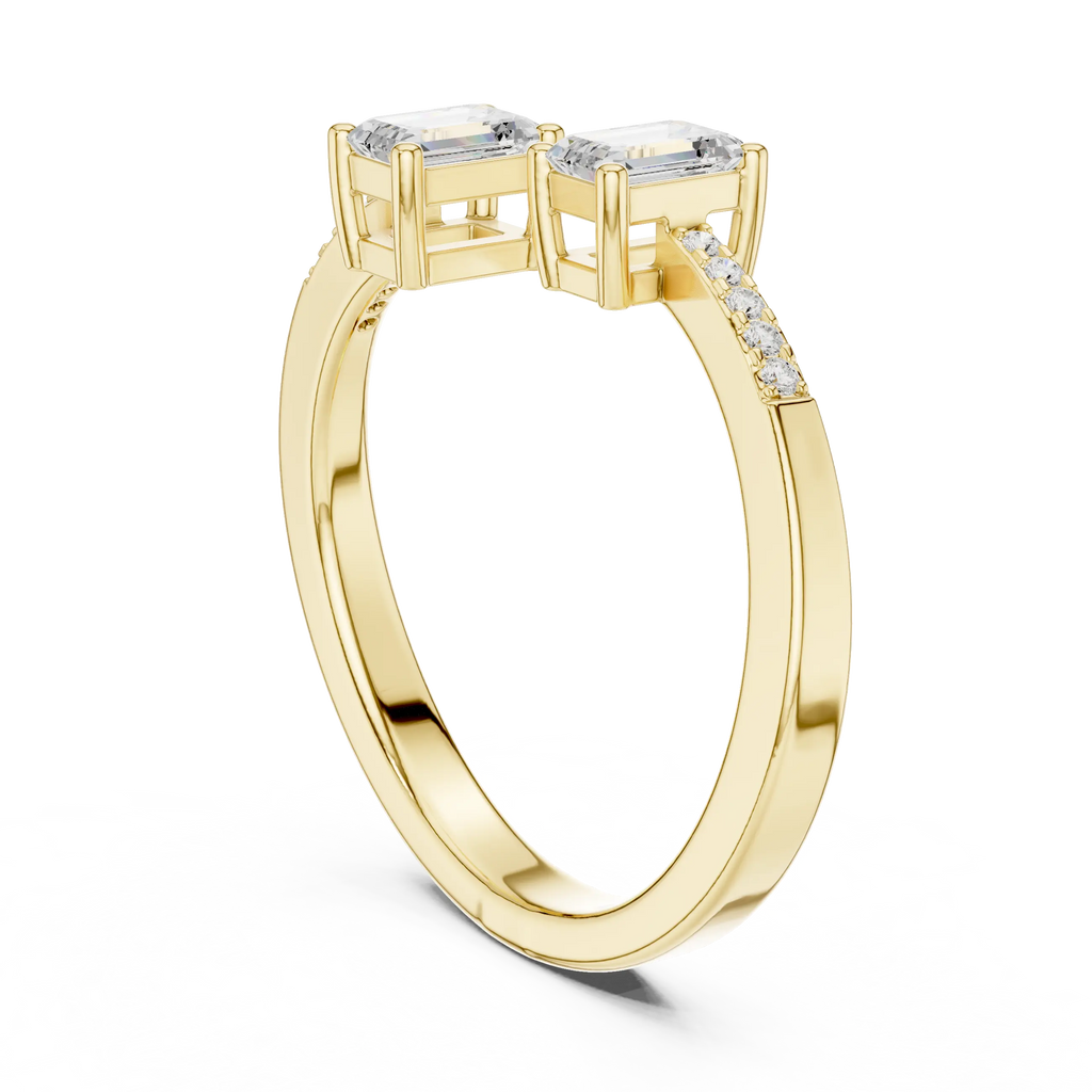 14K White Gold Toi et Moi Dual Emerald-Cut Lab Grown Diamond Ring